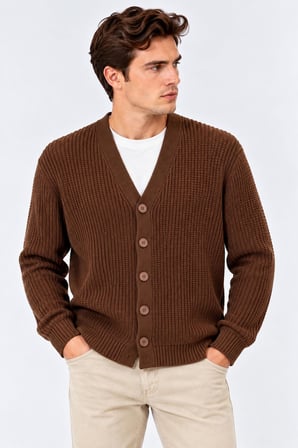 Günsa Comfort Fit Erkek Tam Düğmeli Triko Ceket - 7833