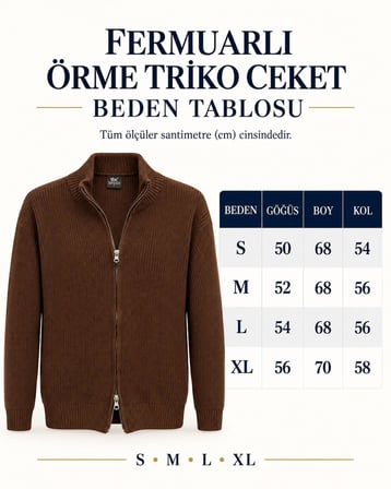 Turbulance Slim Fit Erkek Tam Fermuarlı Triko Ceket - 7834