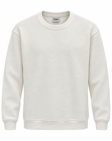 Basic Bisiklet Yaka Relaxed Regular Erkek Örme Doku Sweatshirt - 7774