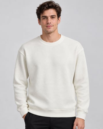 Basic Bisiklet Yaka Relaxed Regular Erkek Örme Doku Sweatshirt - 7774