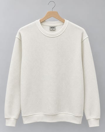 Basic Bisiklet Yaka Relaxed Regular Erkek Örme Doku Sweatshirt - 7774