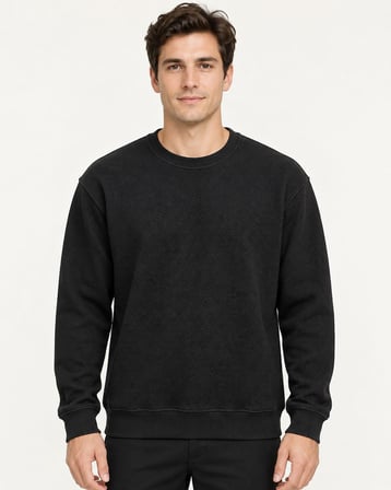 Basic Bisiklet Yaka Relaxed Regular Erkek Örme Doku Sweatshirt - 7774