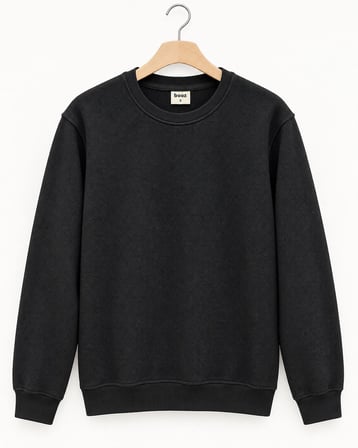 Basic Bisiklet Yaka Relaxed Regular Erkek Örme Doku Sweatshirt - 7774