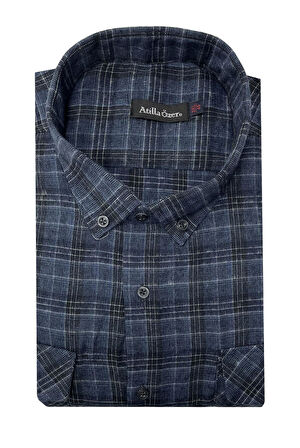 Atilla Özer Büyük Beden Çift Cep Klasik Kışlık Kaşmir Gömlek - 7462