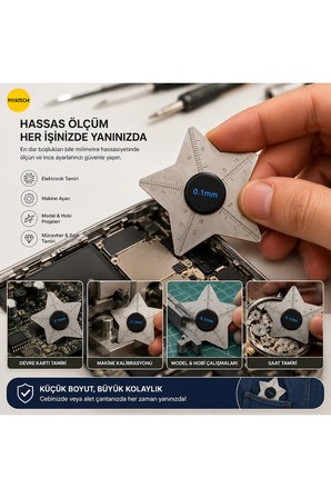 Hassas Ölçüm Yıldız Cetvel 0.1 Mm Ultra İnce Metal Hassasiyet Ayarı Tamir Aleti 5.4 Cm