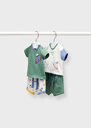 Mayoral erkek bebek yazlık tişört şort 4 lü set 1653