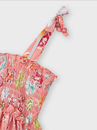 Mayoral kız çocuk askılı elbise bandana   3954