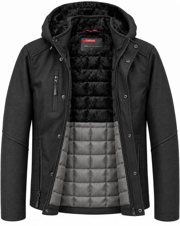 Furtex Rüzgar Geçirmez Erkek Kapüşonlu İçi Kapitone Mont - 7776