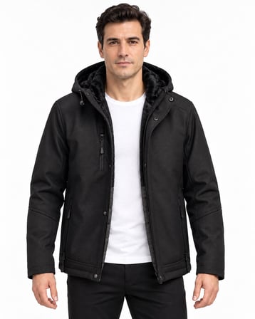 Furtex Rüzgar Geçirmez Erkek Kapüşonlu İçi Kapitone Mont - 7776