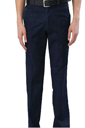 Yazı Klasik Fit Likralı Erkek Keten Pantolon-7254