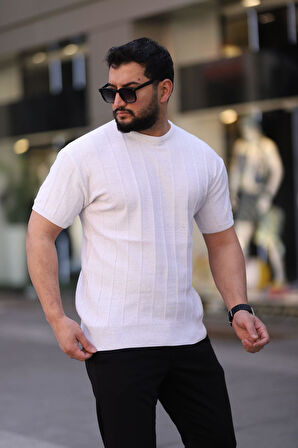 Bisiklet Yaka Kısa Kol Erkek Örme Triko Tişört