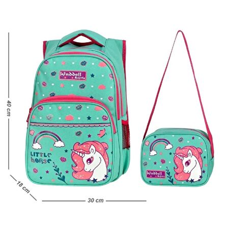 Waddell Little Horse Desenli İlkokul Çantası ve Beslenme Çantası 3003