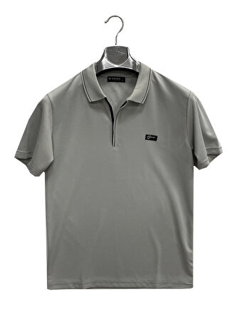 Gewer Fermuarlı Yakalı Slim Fit Kısa Kol Erkek Tişört-6814