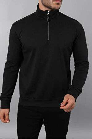 Yxc Relax Fit Rahat Kesim Pamuklu Yarım Fermuarlı Dik Yaka Sweatshirt-6957