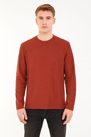 Erkek Oversize Uzun Kol Sıfır Yaka Sweatshırt-7140