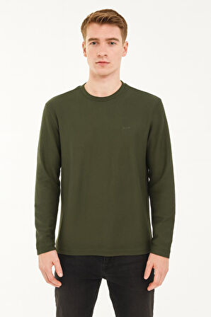 Erkek Oversize Uzun Kol Sıfır Yaka Sweatshırt-7143