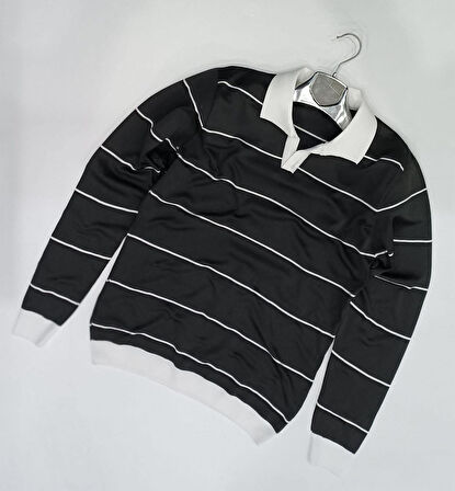 Slim Fit Polo Yaka Uzun Kol Erkek Örme Triko