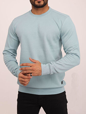 Troy Erkek Büyük Beden Uzun Kol Sıfır Yaka Sweatshırt-7170