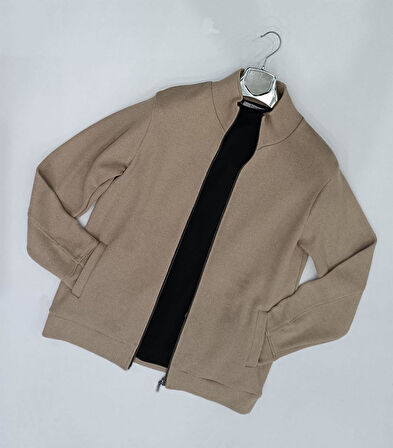 Baros Slim Fit Erkek Fermuarlı Triko Ceket