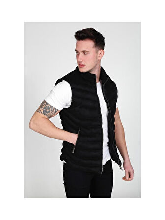 Xavir Fermuarlı Erkek Slim Fit Süet Yelek-7194