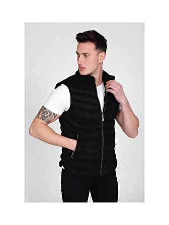 Xavir Fermuarlı Erkek Slim Fit Süet Yelek-7194