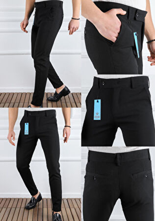 Erkek Düz Kesim Kaliteli Esnek Likralı Bilek Boy Kumaş Pantolon-7202