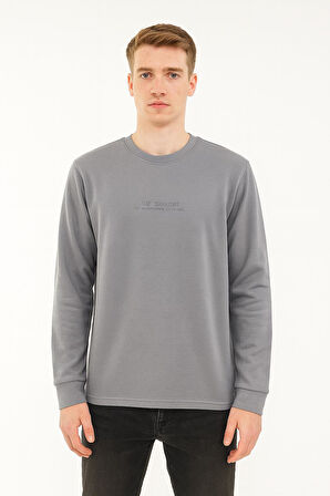 Erkek Slim Fit Uzun Kol Sıfır Yaka Sweatshırt-7390