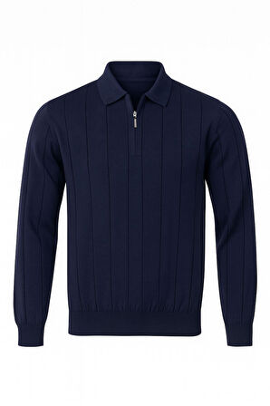 Slim Fit Polo Yaka Uzun Kol Erkek Triko - 7424