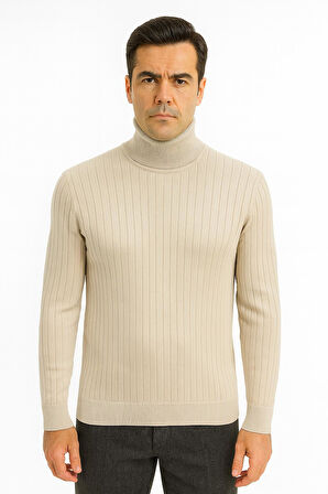 Huffa Desenli Erkek Slim Fit Boğazlı Erkek Triko-7431