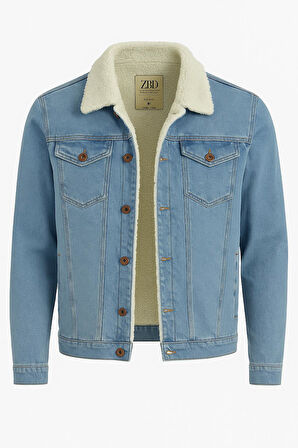Zbd Erkek Slim Fit Kürklü Kot Ceket - 7432