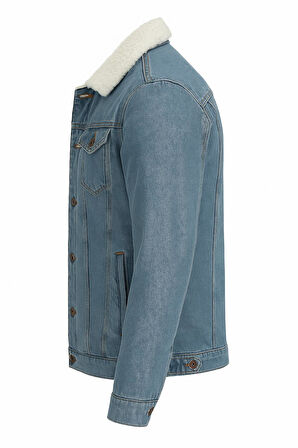 Zbd Erkek Slim Fit Kürklü Kot Ceket - 7432