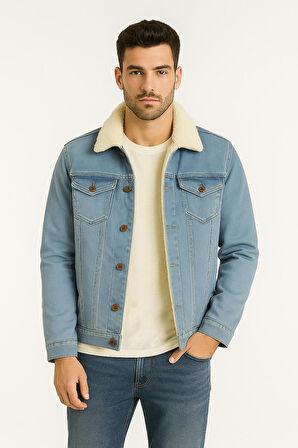 Zbd Erkek Slim Fit Kürklü Kot Ceket - 7432