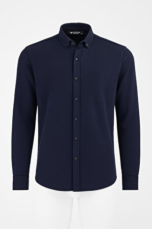 Gewer Uzun Kol Slim Fit İçi Polarlı Erkek Gömlek - 7440