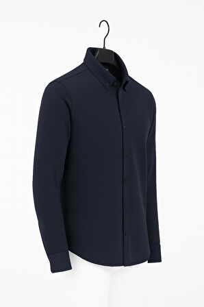 Gewer Uzun Kol Slim Fit İçi Polarlı Erkek Gömlek - 7440