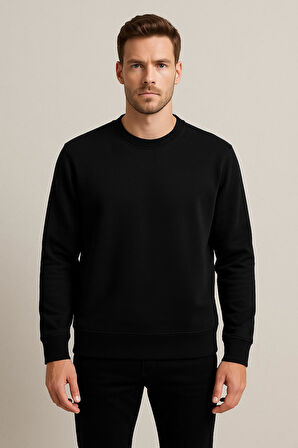 Troy Erkek Slim Fit Uzun Kol Sıfır Yaka Sweatshırt-7442