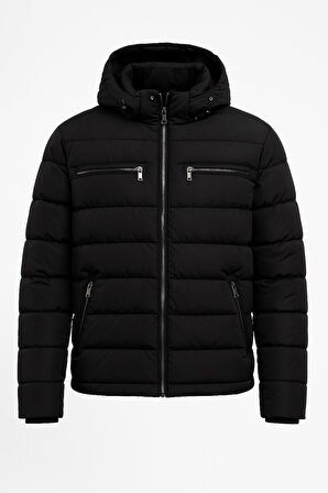 Slim Fit Erkek Kapşonlu Şişme Mont - 7447