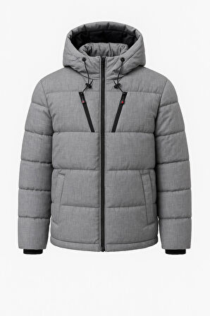 Slim Fit Erkek Kapşonlu Şişme Mont - 7453