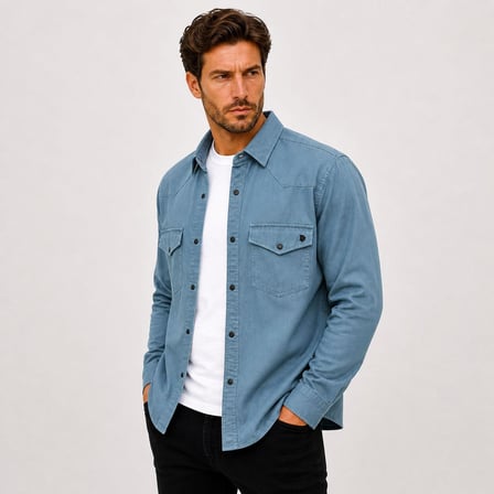 Reeport Uzun Kol Slim Fit Erkek Kot Gömlek - 7643