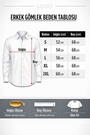 Reeport Uzun Kol Slim Fit Erkek Kot Gömlek - 7643