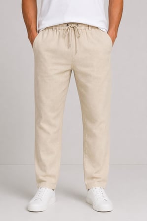 Keten Erkek Beli Bağlamalı Casual Jogger Pantolon 7734