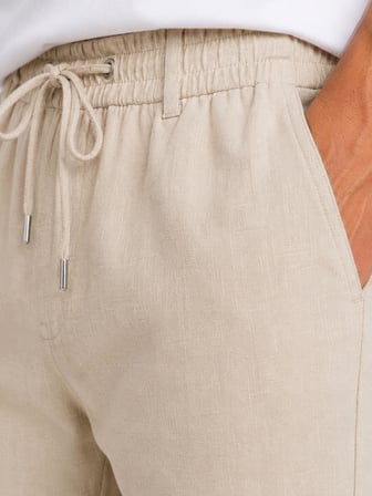 Keten Erkek Beli Bağlamalı Casual Jogger Pantolon 7734