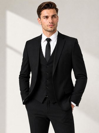 Erkek İtalyan Kesim Slim Fit Yelekli Takım Elbise - 7740