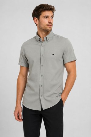 Reeport Likralı Kısa Kol Slim Fit Erkek Gömlek - 7741