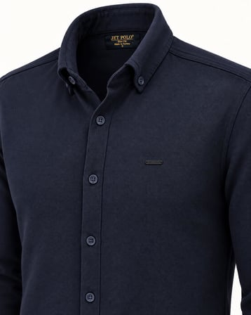 Jet Polo Uzun Kol Slim Fit Erkek Örme Gömlek - 7778