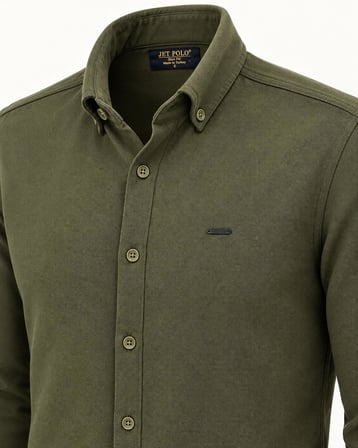 Jet Polo Uzun Kol Slim Fit Erkek Örme Gömlek - 7778