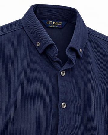 Jet Polo Uzun Kol Slim Fit Erkek Kadife Gömlek - 7779