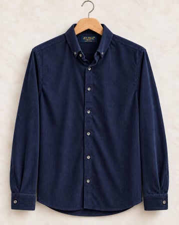 Jet Polo Uzun Kol Slim Fit Erkek Kadife Gömlek - 7779
