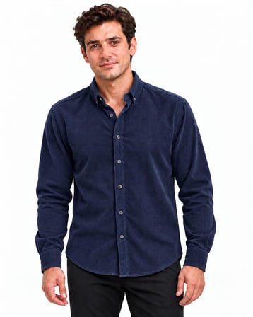 Jet Polo Uzun Kol Slim Fit Erkek Kadife Gömlek - 7779