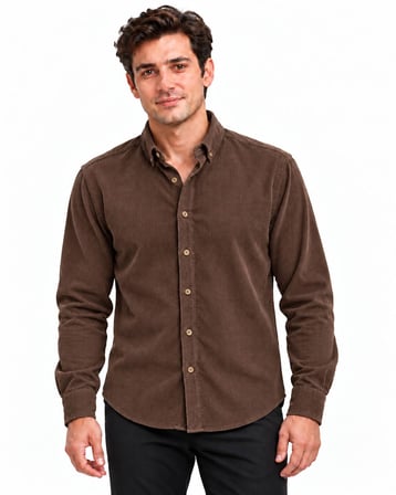 Jet Polo Uzun Kol Slim Fit Erkek Kadife Gömlek - 7779