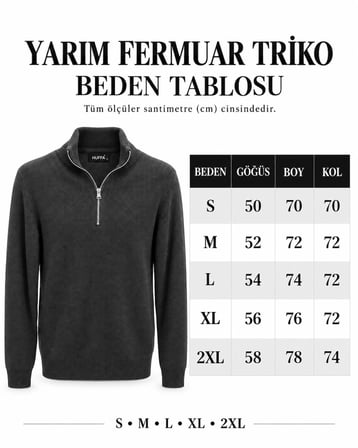 Huffa Erkek Dik Yaka Yarım Fermuar Triko Kazak 7781